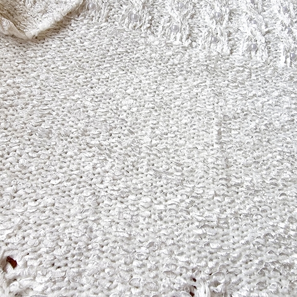 Jeune Jeunesse Vtg Cream Pearl Embellished Cowl Neck Sweater - Picture 5 of 10